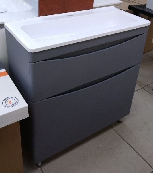 Тумба под раковину Style Line Бергамо мини 90 СС-00002362 серая фото