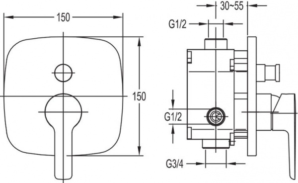 Смеситель для ванны и душа Cezares Tesoro TESORO-F-VDIM-01 фото