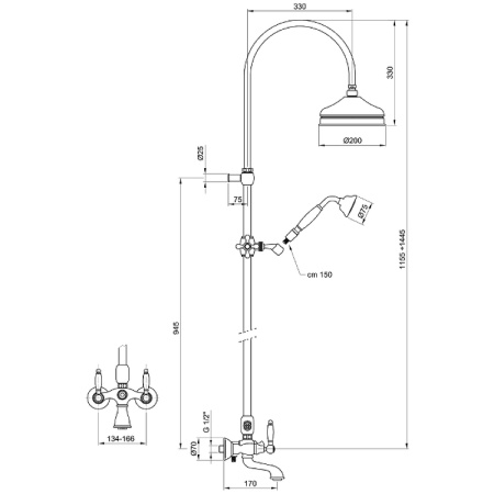 Душевая система Webert Dorian DO721208010 Золото фото