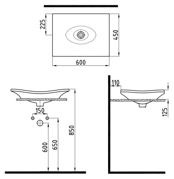 Раковина полувстраиваемая Bien Lotus LTLU06001FD0W3000 60x45 фото
