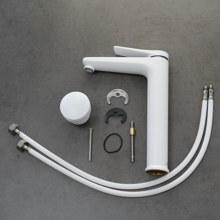 Высокий смеситель для раковины Lemark Bronx LM3709MW с донным клапаном фото