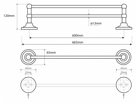 Полотенцедержатель Bemeta Retro 144104057 66 см фото