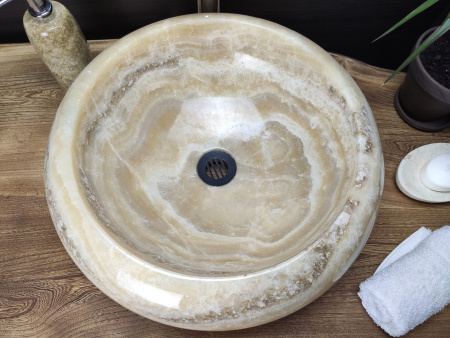 Накладная раковина из оникса Indo Donut Yellow Medium DO-000165 фото