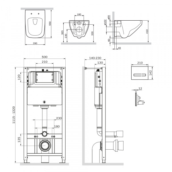 Комплект: инсталляция с унитазом и клавишей AM.PM Inspire 2.0 IS450A38.50A1700 фото