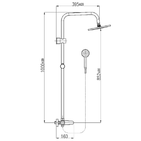 Душевая система Rav Slezak Tigris TG182.5/3CMATC Черный матовый Хром фото