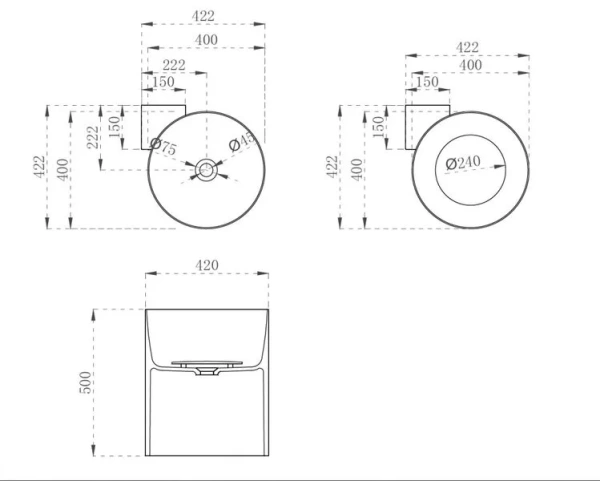 Раковина моноблок угловая Abber Kristall AT2705Emerald 42x42 фото