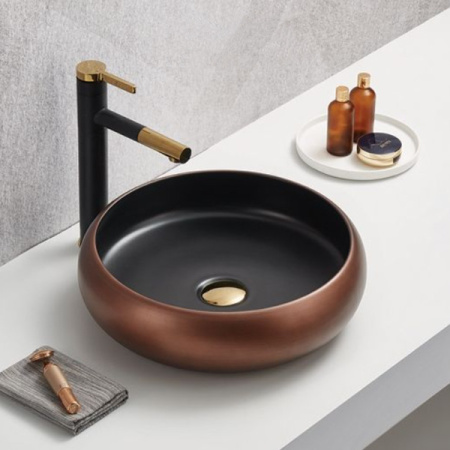 Накладная раковина Comforty 7865000-00012230 41x41 медь/черная фото