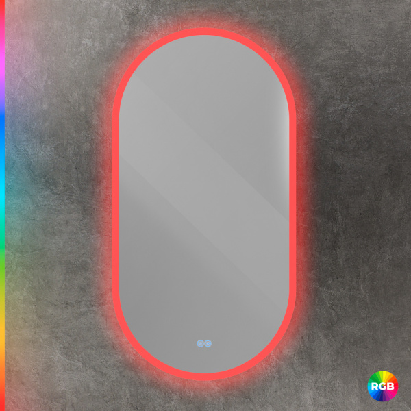 Зеркало с контурной разноцветной подсветкой RGB и сенсорным выключателем Cezares Ellise CZR-SPC-ELS-550-1050-RGB-TCH 55x105 фото