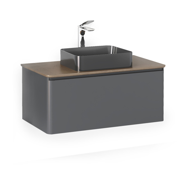 Тумба под раковину Raval Morelle 100 Mrl.01.100/P/A-T/RL антрацит/трюфель фото