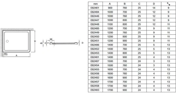 Душевой поддон Jacob Delafon Flight  E62453-00 140x80 фото