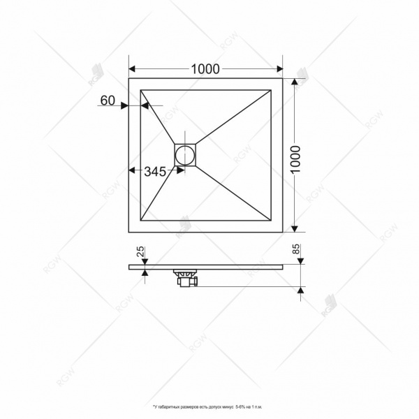 Поддон для душа RGW Stone Tray ST-0100G 16152100-02 100x100 фото