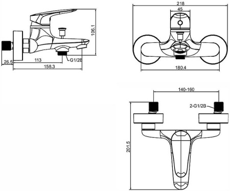 Смеситель для ванны с душем Jacob Delafon Elite E32909-CP фото
