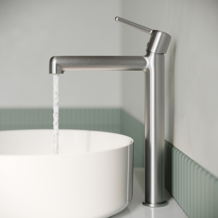 Высокий смеситель для раковины Iddis Aiger AIGBC01i01 хром матовый фото