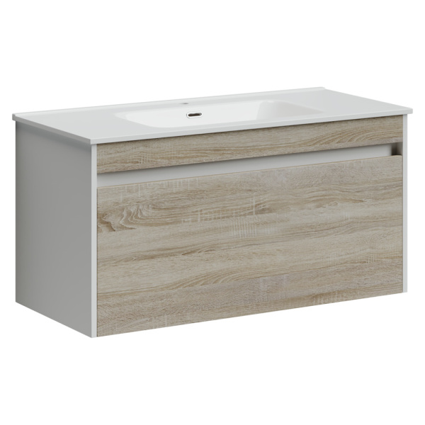 Тумба под раковину Sancos Smart SM100E дуб бардолино/белый фото