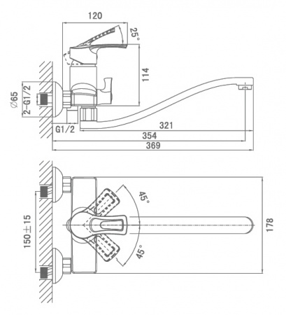 Смеситель для ванны с душем D&K Furth Bayern DA1223301 фото