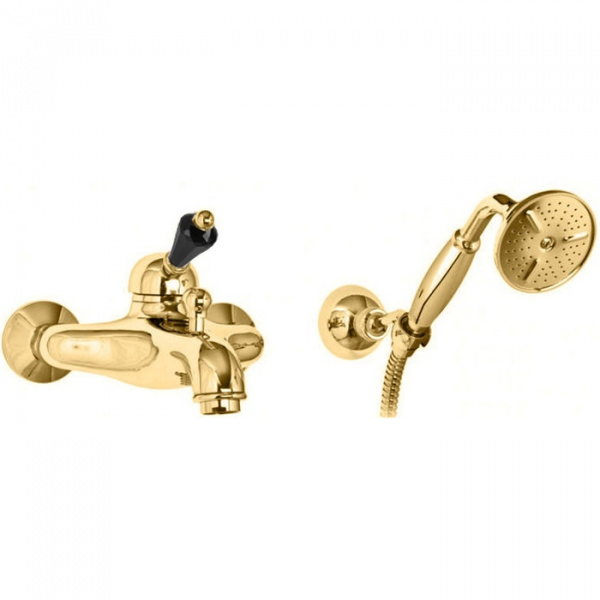 Смеситель для ванны с душем с ручным душем Cezares Vintage VINTAGE-VDM-03/24-Sw-N золото/swarovski Nero фото