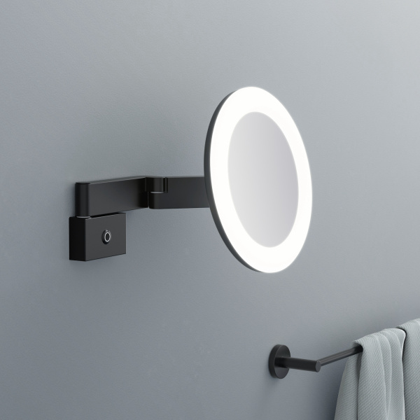 Зеркало с подсветкой и 5 кратным увеличением Timo Petruma 15276/03 черное матовое фото