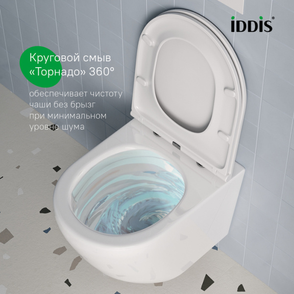 Подвесной унитаз со смывом торнадо Iddis Blanco BLQNDSEI25 с сиденьем фото