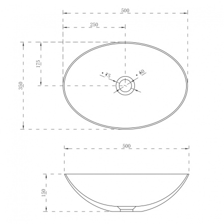 Накладная раковина Abber Stein AS2609 50x35 белая матовая фото