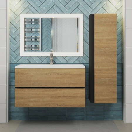 Тумба под раковину Uperwood Barsa 90 2937205253 черная/дуб сонома фото