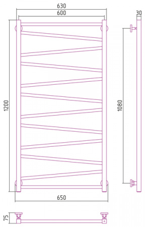 Полотенцесушитель водяной Сунержа Сирокко 120х60 00-0253-1260, хром фото