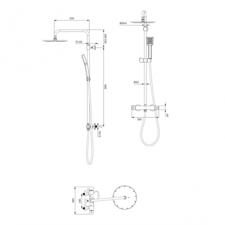 Душевая система (стойка) Omnires Y1244NBL черный фото