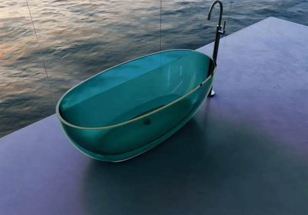 Ванна из полиэфирной смолы Abber Kristall AT9703Aquamarin 170x75 бирюзовая фото