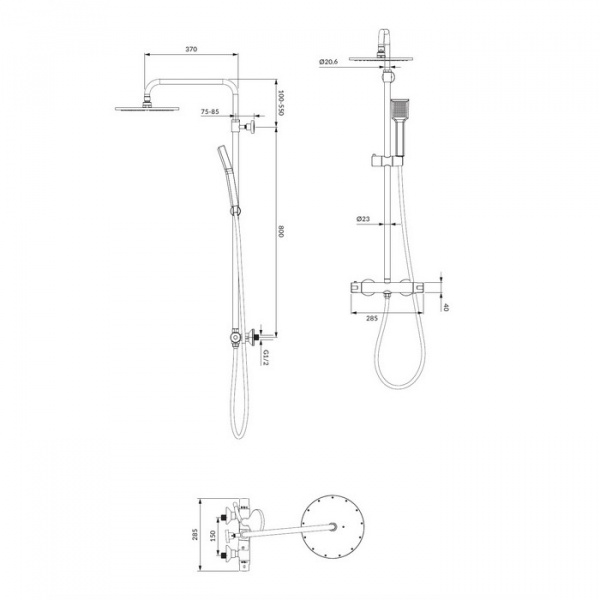 Душевая система (стойка) Omnires Y1244NBL черный фото