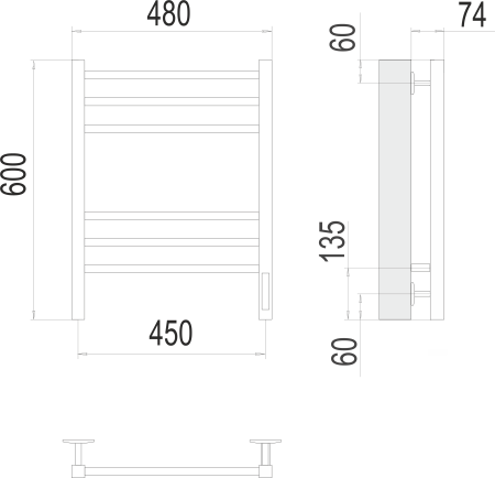 Полотенцесушитель электрический Terminus Сицилия П6 450х600 КС 9005 матовый  4670078527622 фото