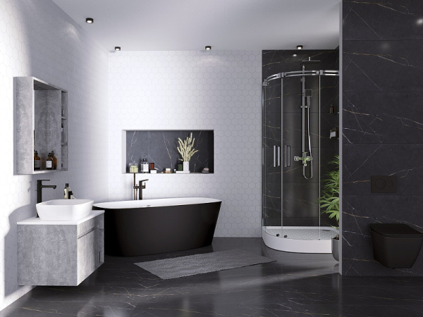 Акриловая ванна Grossman GR-2601B 170x70 черная глянцевая фото