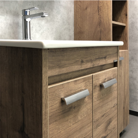 Тумба Comforty Марио-60 дуб темный с раковиной Quadro 60 фото