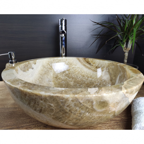 Накладная раковина из оникса Indo Bowl Sunset Medium BO-00019 фото