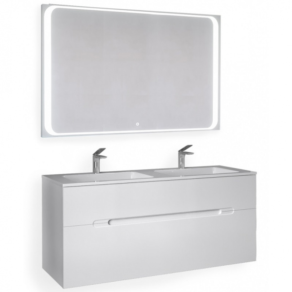 Тумба с двойной раковиной Jorno Modul Mоl.01.122/P/W 120 см фото