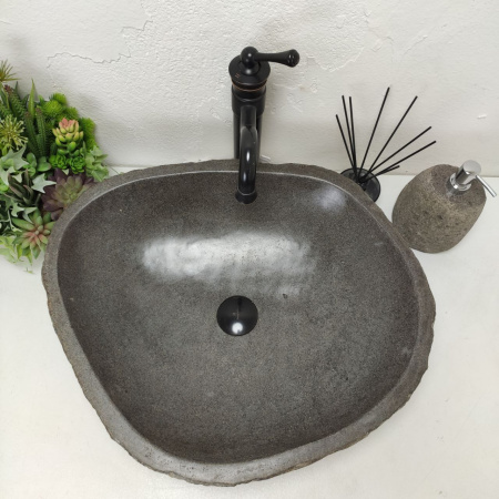 Накладная раковина из речного камня RS01470 (56*46*15) 50F фото