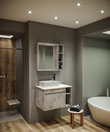 Зеркало-шкаф Grossman Фалькон 80 208003 бетон фото