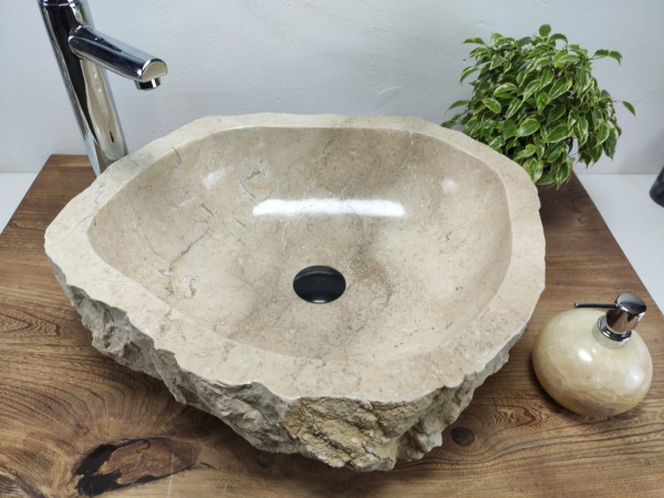 Накладная раковина из мрамора Erozy Cream EM-01083 (54*46*15) фото