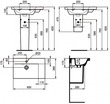 Раковина-столешница Ideal Standard Connect Space E136601 R 60 см фото