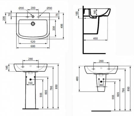 Подвесная раковина Ideal Standard Tempo T056401 60 см фото