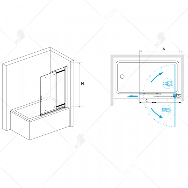 Шторка на ванну раздвижная RGW Screens SC-44 03114410-11 100 см прозрачное стекло фото