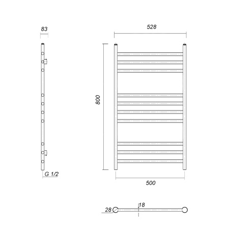 Полотенцесушитель водяной Domoterm Медея Медея П10 500x800 АБР фото