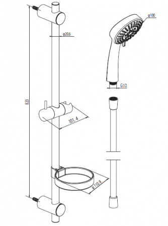 Душевой гарнитур Damixa Contour 760100500 фото