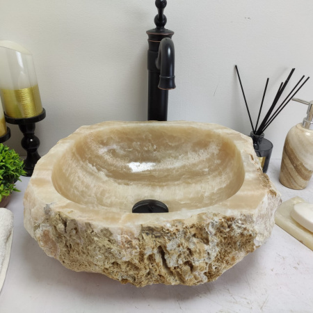 Накладная раковина из оникса Erozy Yellow EO-00774 (39*34*15см) фото