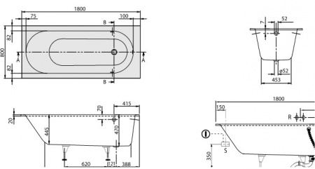 Квариловая ванна Villeroy & Boch Oberon UBQ180OBE2V-01 180x80 фото