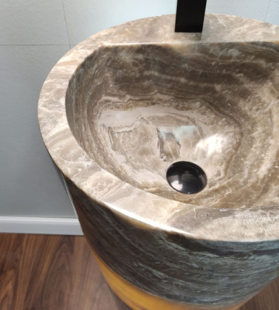 Раковина напольная из оникса Grey ON-01351 (40*40*90) фото