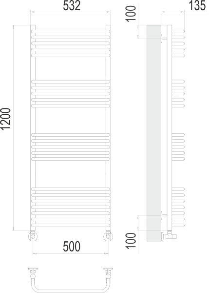 Водяной полотенцесушитель Стандарт П22 500х1200 Terminus 4670078529817 фото