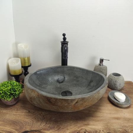 Накладная раковина из речного камня RS0576 (47*39*15) фото