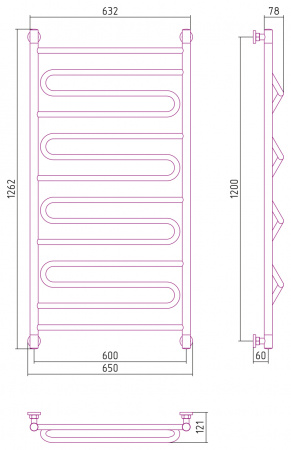 Водяной полотенцесушитель Сунержа Элегия+ 120х60 012-0205-1260 графит фото