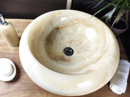 Накладная раковина из оникса Indo Donut Yellow Big DO-000166 фото