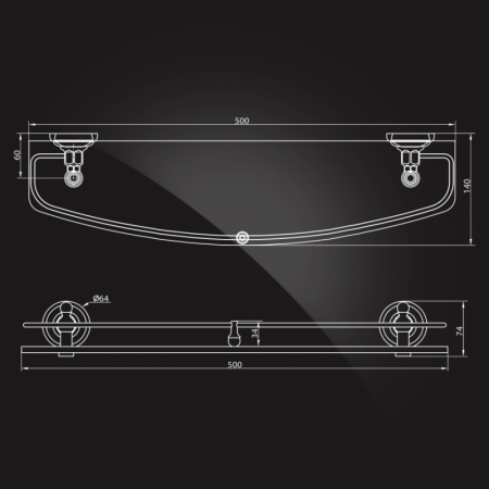 Полка стеклянная Elghansa Praktic Chrome PRK-550 50 см фото