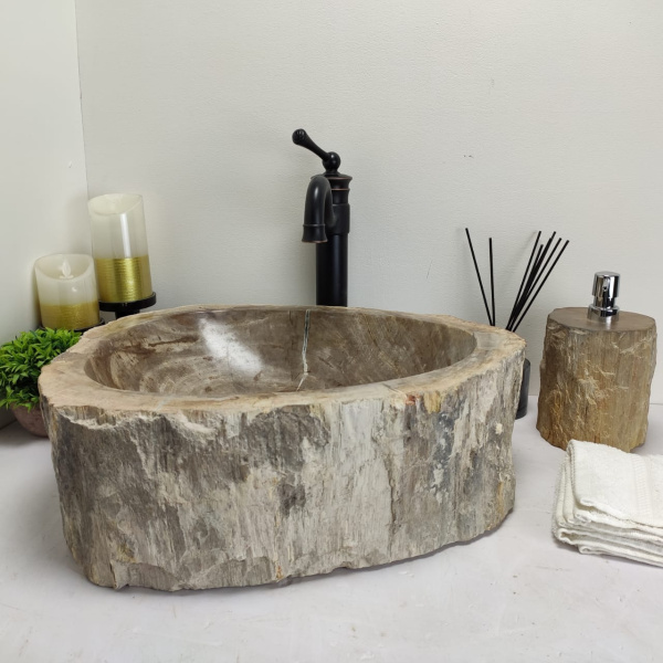 Накладная раковина из окаменелого дерева Fossil Basin OD-00433 (47*38*15) фото